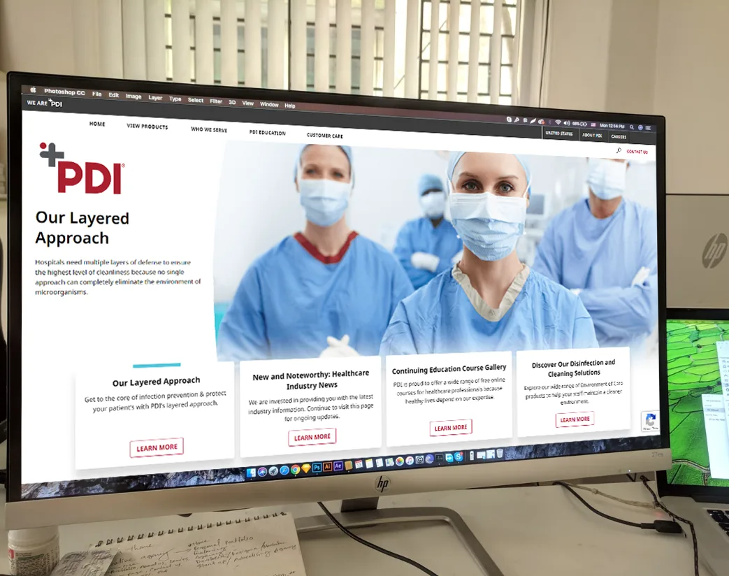 PDI Healthcare website product pages on desktop and mobile